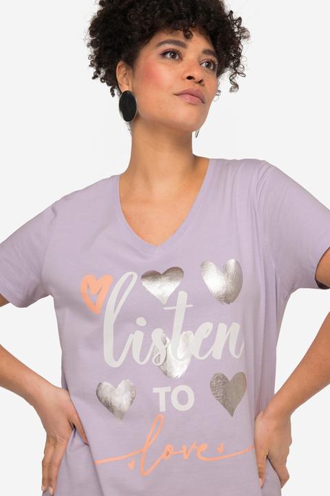Produktbild Miamoda T-Shirt, Straight Fit, Herz-Druck, Halbarm (44)