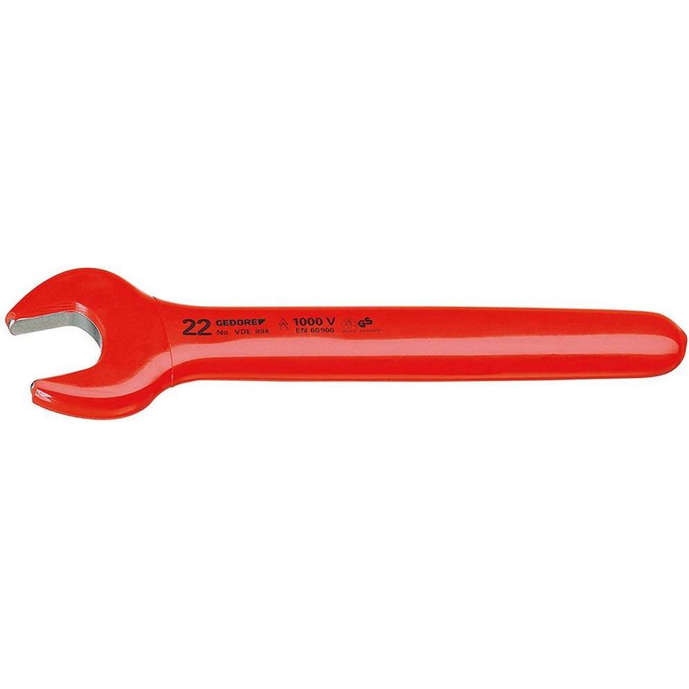 Gedore, Schraubenschlüssel, VDE-Einmaulschlüssel, 22 mm, Hochwertiger Vanadium-Stahl, Nach EN 60900/IEC 60900 (22 mm)