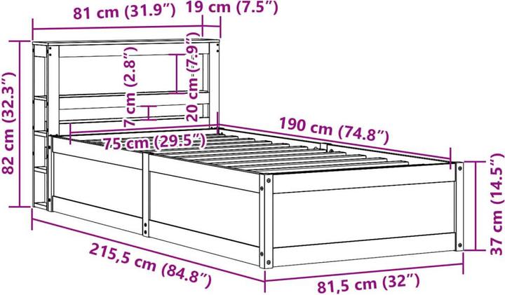 Image du produit vidaXL Bettrahmen (75 x 190 cm)