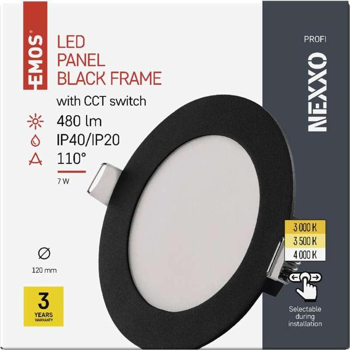 Immagine prodotto Emos NEXXO luce LED da incasso, rotonda, nera, 7W, con Change CCT (480 lm)