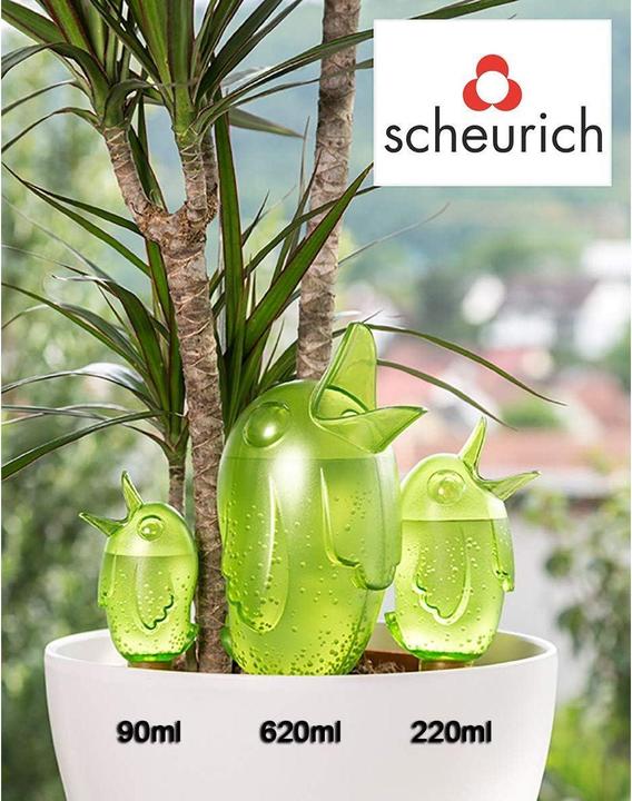 Actual product image Scheurich Water dispenser Bördy XL | 2 x green | 220ml filling capacity | Watering ball large with clay base | (Irrigation balls)
