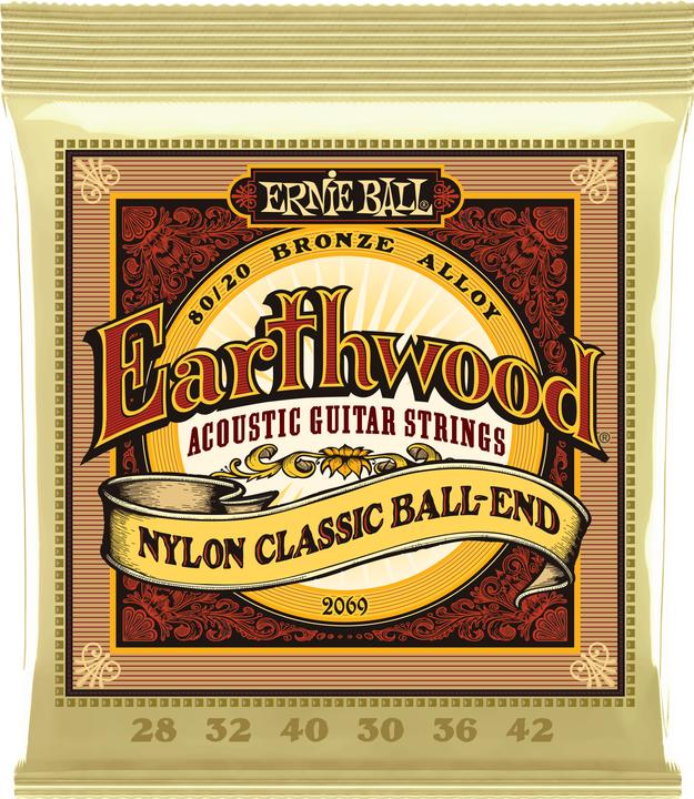 Ernie Ball Saitensatz, Akustik, Earthwood Bronze, Nylon Ball 28-42 (6x, 0.04")