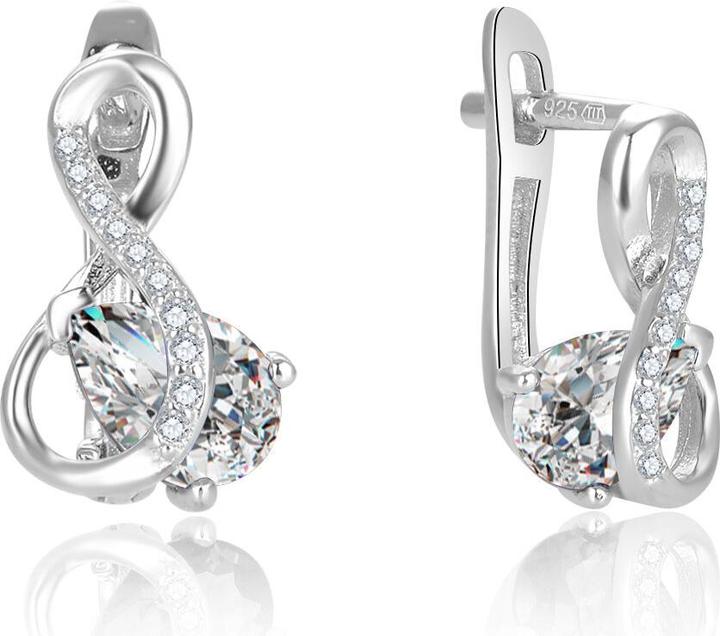 Image du produit Beneto Boucles d'oreilles en argent brillant avec zircons clairs AGUC2692-W (L)