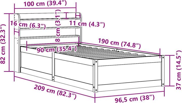 Actual product image vidaXL Bettrahmen (90 x 190 cm)