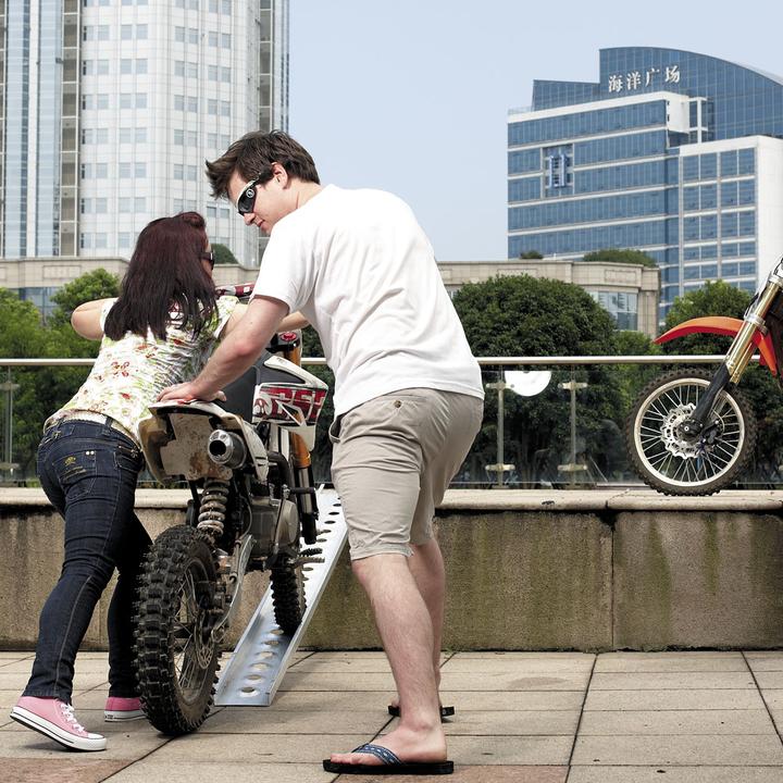 Actual product image Wiltec 2x loading ramp scooter ramp ATV Quad portable aluminium 192cm 364kg (75.6x6.6 inches 800lbs)