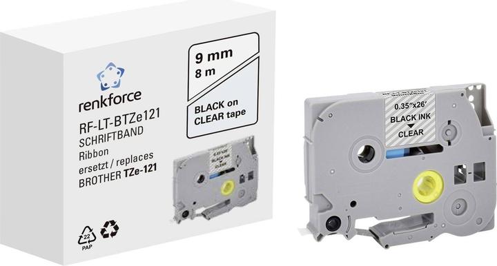 Produktbild Renkforce Schriftband RF-LT-BTZe121 Kompatibel ersetzt Brother TZe-121 9 mm Ba (0.90 cm, Transparent)
