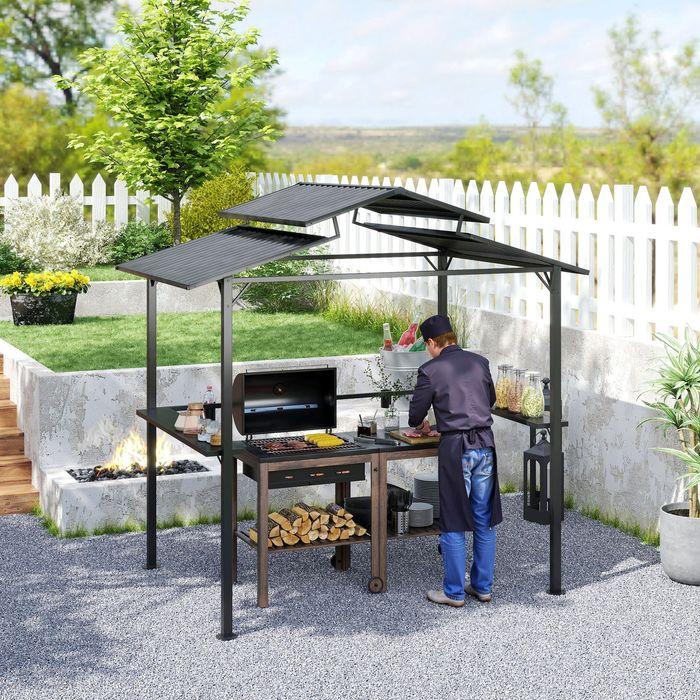 Actual product image Swisshandel24 Grillpavillon 250x160x250 cm wasserdicht Doppelschichtdach, Schwarz (250 cm, 160 cm)