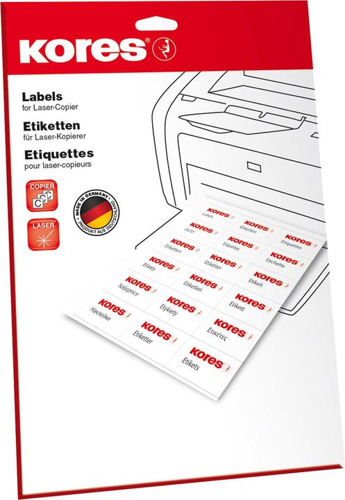 Image du produit Kores Étiquettes universelles Power, 70 x 36 mm, blanches avec adhésif spécial pour supports difficiles