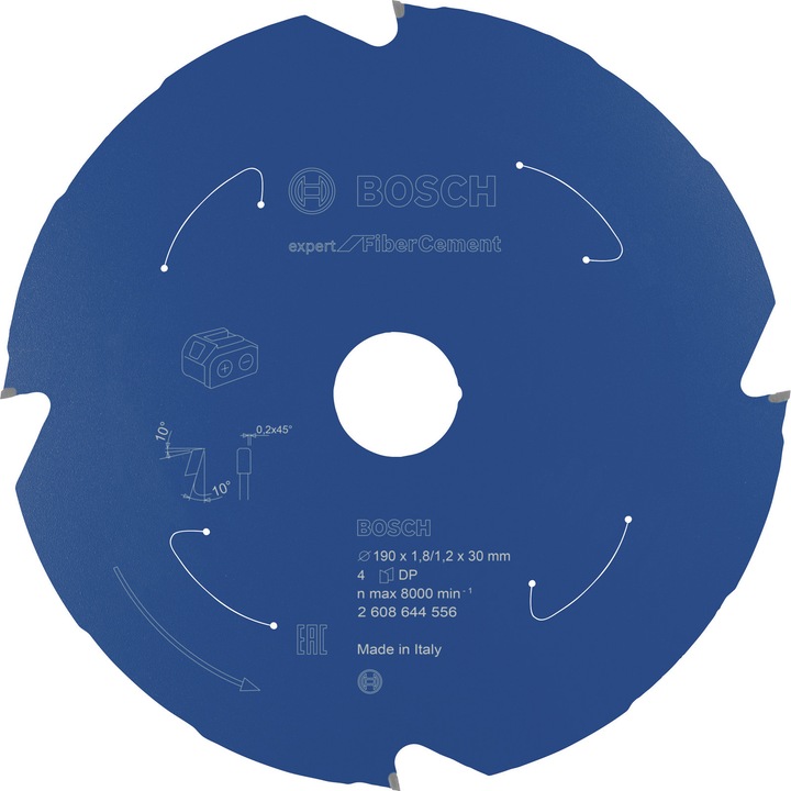 Bosch Professional Zubehör Cordless circular saw blade Expert for Fibre Cement, 190 x 1.8/1.2 x 30, 4 teeth