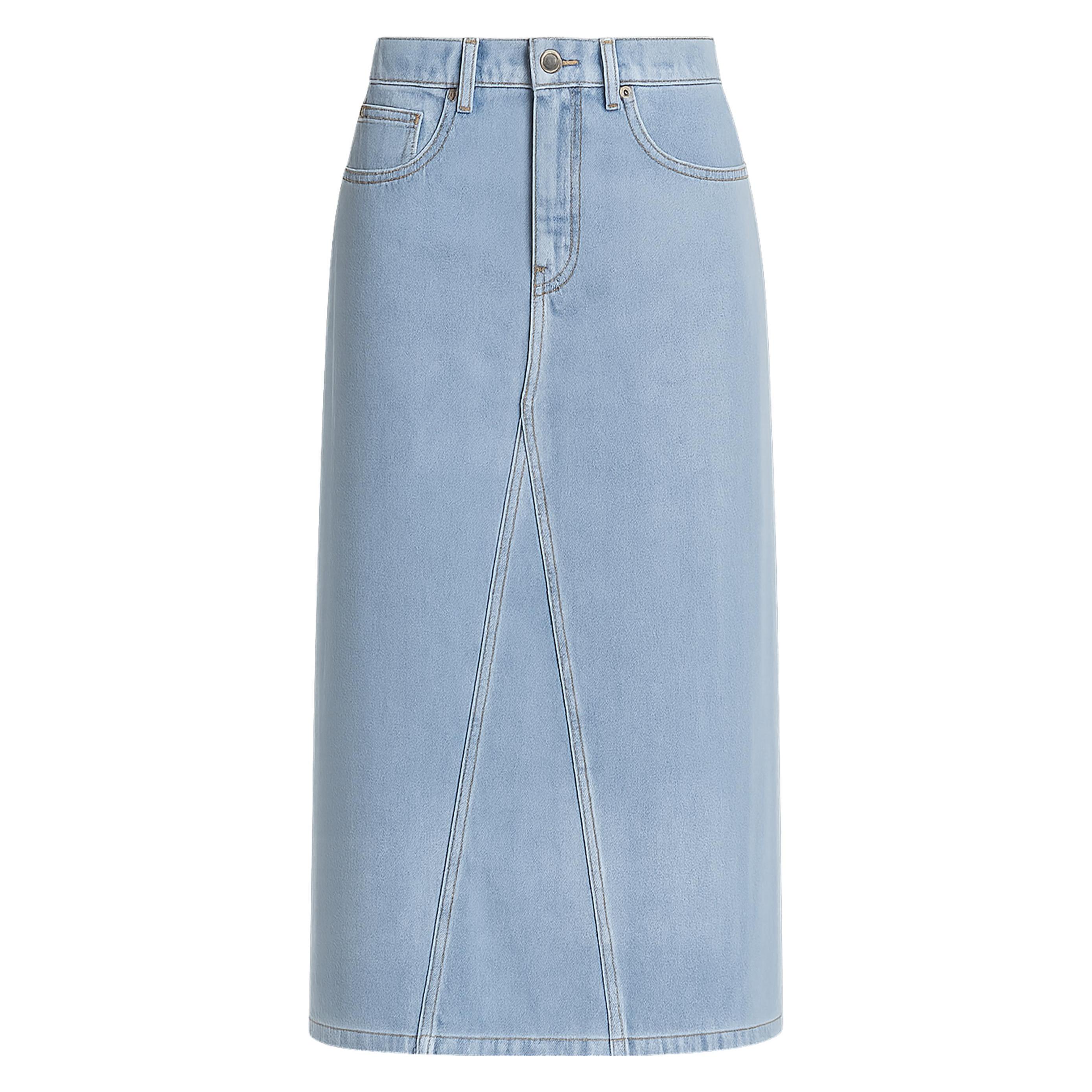 Urban Classics, Damen, Röcke, Ladies Soft Denim Midi Skirt - 193361, Blau, (32)