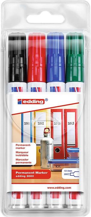 Produktbild Edding 3000 (Mehrfarbig, 3 mm, 4 x)