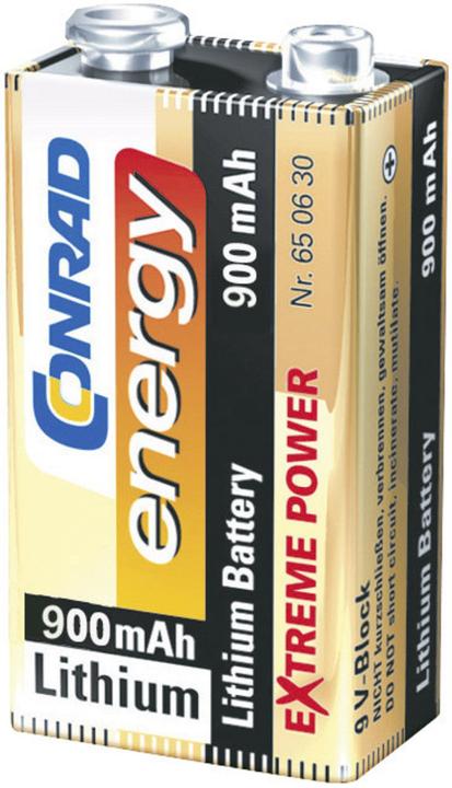 Image du produit Conrad energy Pile monobloc 9 V au lithium ene (1 pcs, 9V Block, 900 mAh)