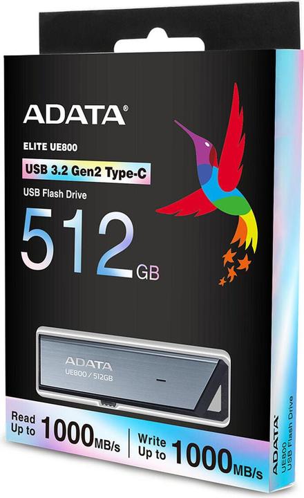 Productafbeelding Adata UE800 USB-stick USB Type-C 3.2 Gen 2 (3.1 Gen 2) Zilver (512 GB, USB-C)