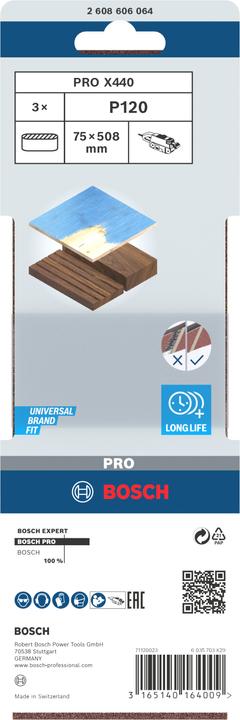 Produktbild Bosch Professional Zubehör PRO X440 Schleifband, 75 x 508 mm, G120 (120)