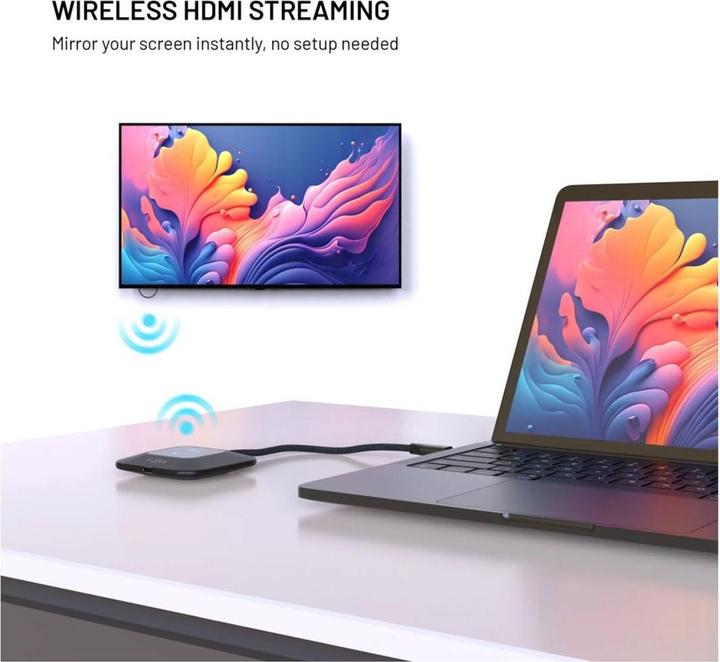 Actual product image Fixed - Wireless HDMI Extender AirLink (FIXA-AL-BK) - Plug&Play, 1080p Full HD, USB-C PD100W - Black (HDMI, 7.30 cm)