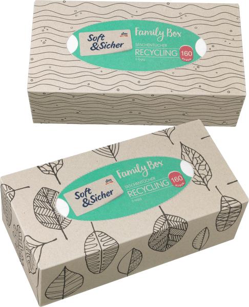 Produktbild dm Soft&Sicher Taschentücherbox Recycling