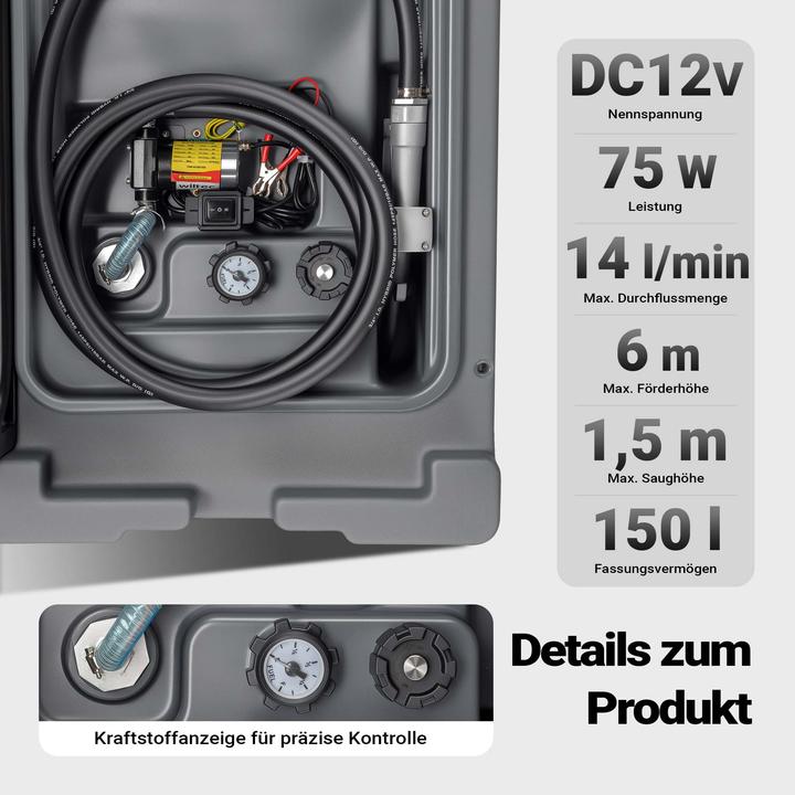 Produktbild Wiltec 150l mobile Tankanlage Pumpe
