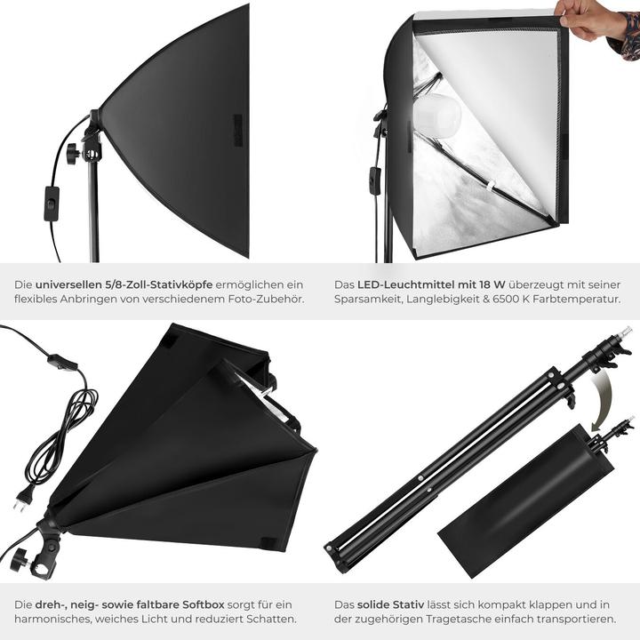Produktbild tectake Studioleuchte mit Softbox und Stativ (Studioleuchte)