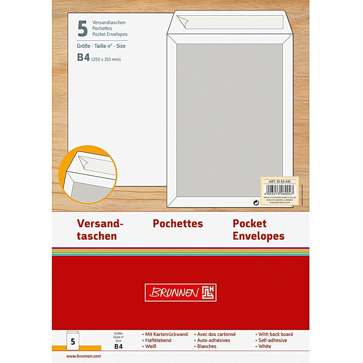 Brunnen, Versandtasche + Luftpolstertasche, Versandtasche B4 (5 x)