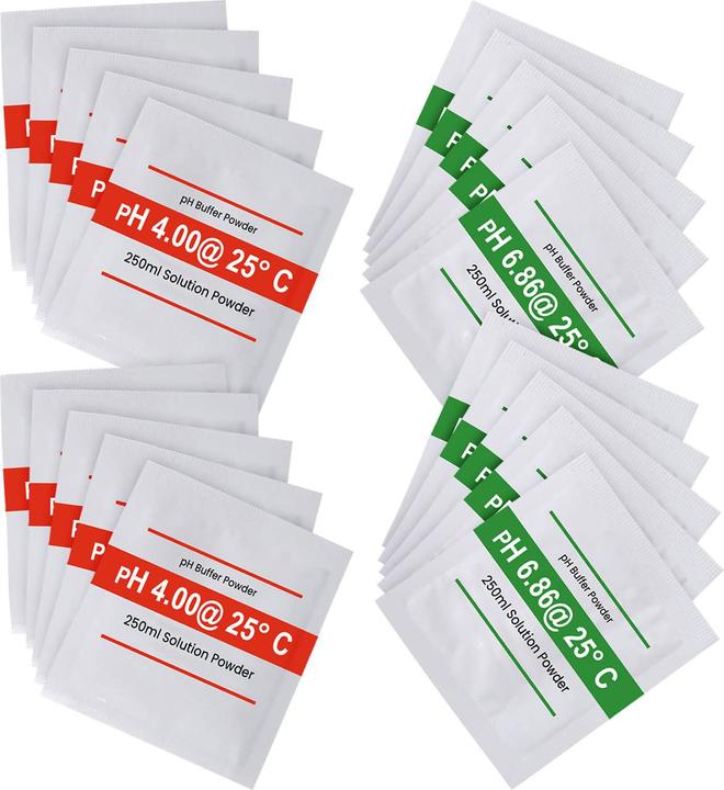 Ideoon Professionelles 20er-Set pH-Kalibrierlösungen, Hochpräzise pH 4.00 & pH 6.86 Pufferlösung