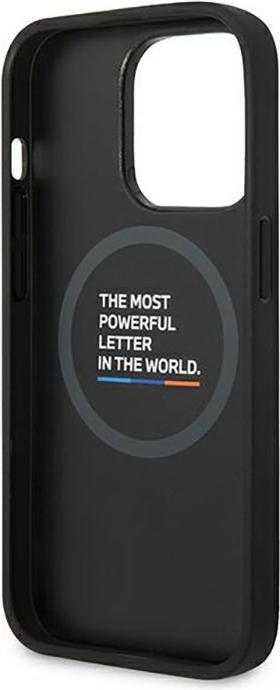 Produktbild BMW Etui BMHMP14L22PTDK iPhone 14 Pro 6,1" czarny/black Leather Stamp Tricolor Magsafe (Apple iPhone 14 Pro)