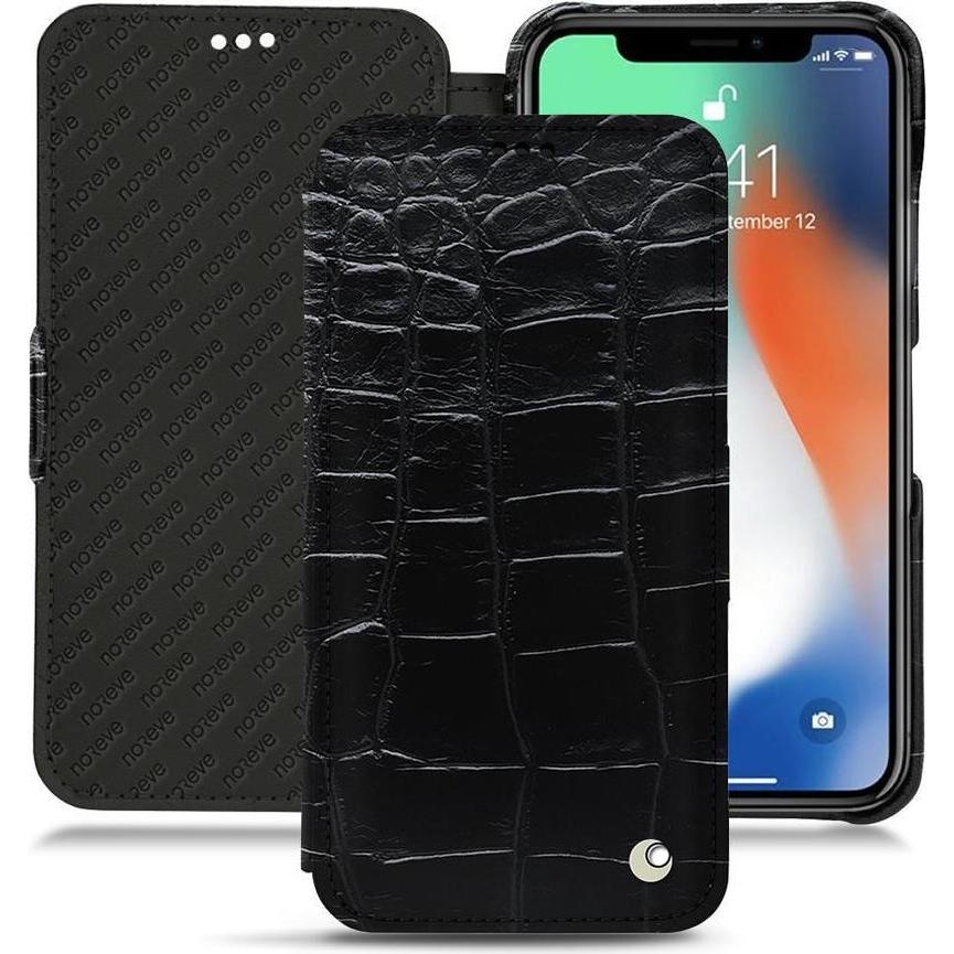 Noreve Lederschutzhülle horizontal (Apple iPhone XS Max), Smartphone Hülle, Schwarz