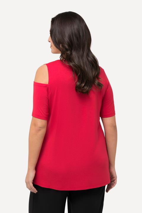 Actual product image Ulla Popken Sparkling Cutout Short Sleeve Tee (50, 52)