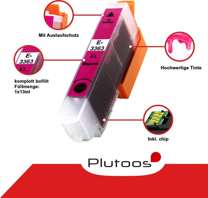 Actual product image Plutoos Epson T3351 - T3364 33XL cartridges XXL compatible, 5 colour set (M, C, Y, PBK, FC)