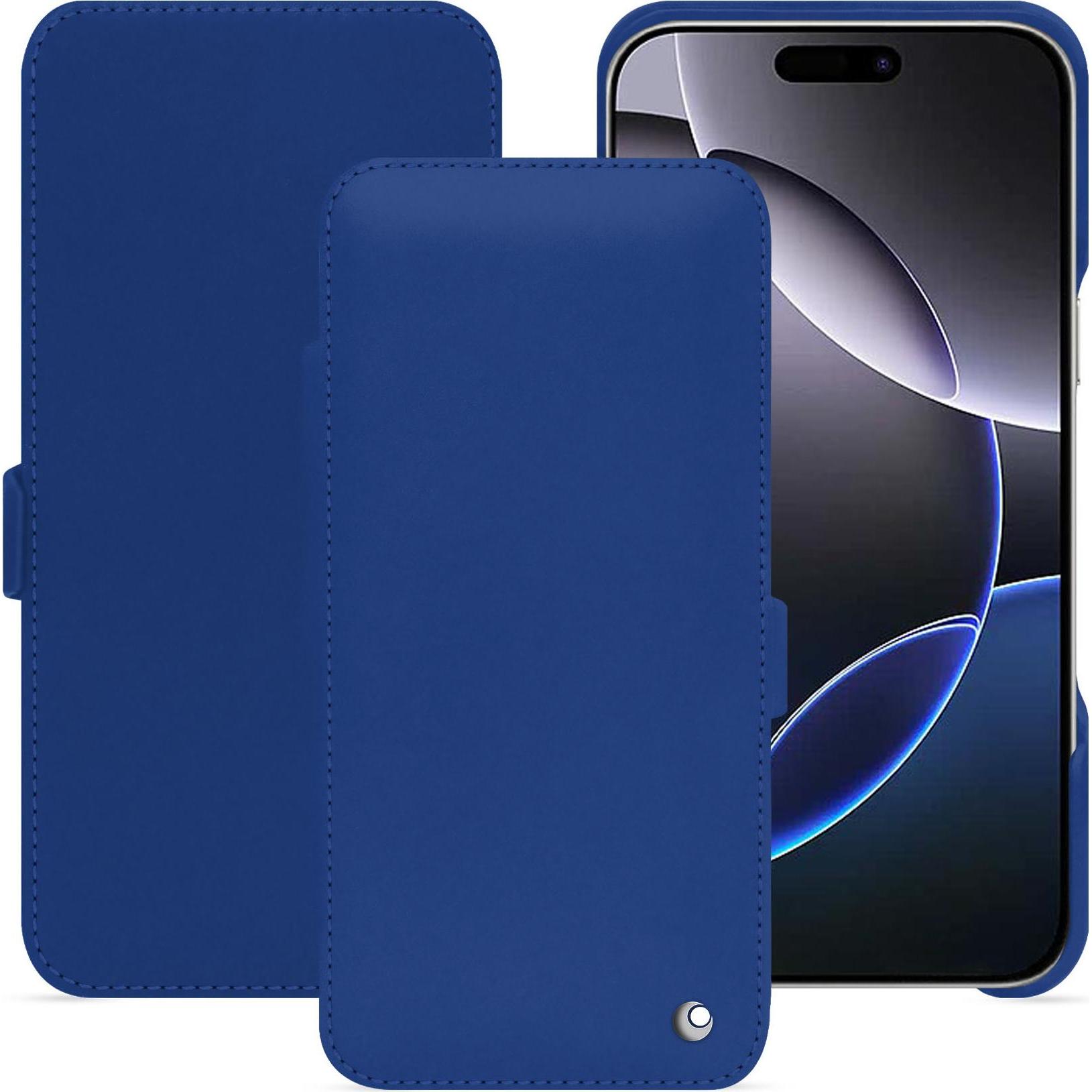 Noreve Lederschutzhülle horizontal (Apple iPhone 16 Pro Max), Smartphone Hülle, Blau