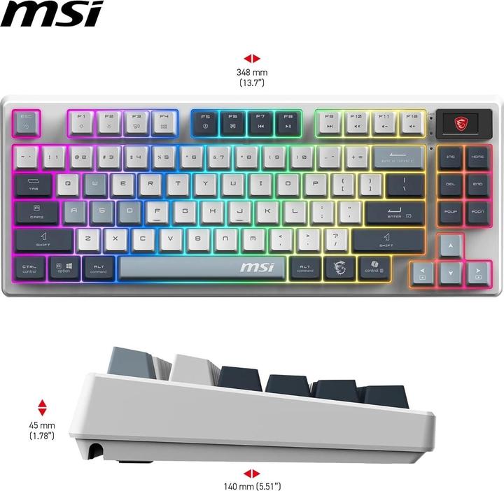 Actual product image MSI FORGE GK600 TKL W SKY FR (FR, Cable, Wireless)