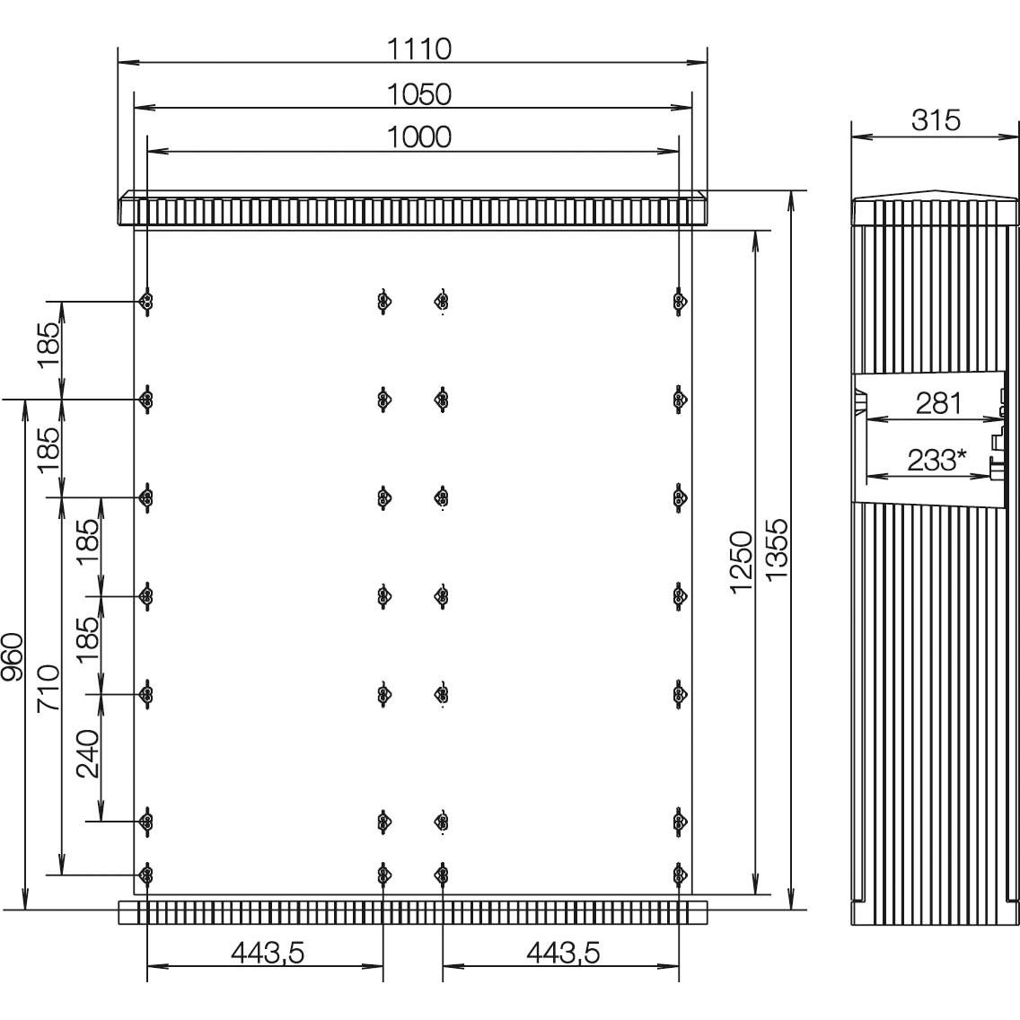 Thumbnail - ABN, Verteilerschrank Zubehör, SL132P KVS mit Montagepl. FB4, BH8 Gr.2/1355,Doppelschl.