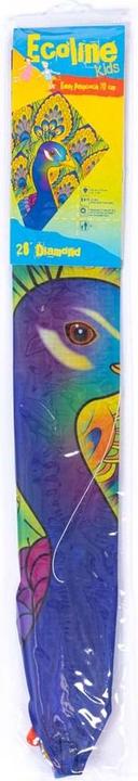 Actual product image Invento Kite Eddy Peacock 70x45 cm, from 5 years, incl. handle with 25 m cord