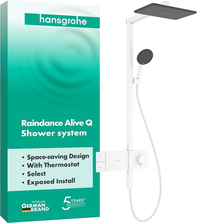 Produktbild hansgrohe Regendusche mit Thermostat, Handbrause und Gleitstangensystem