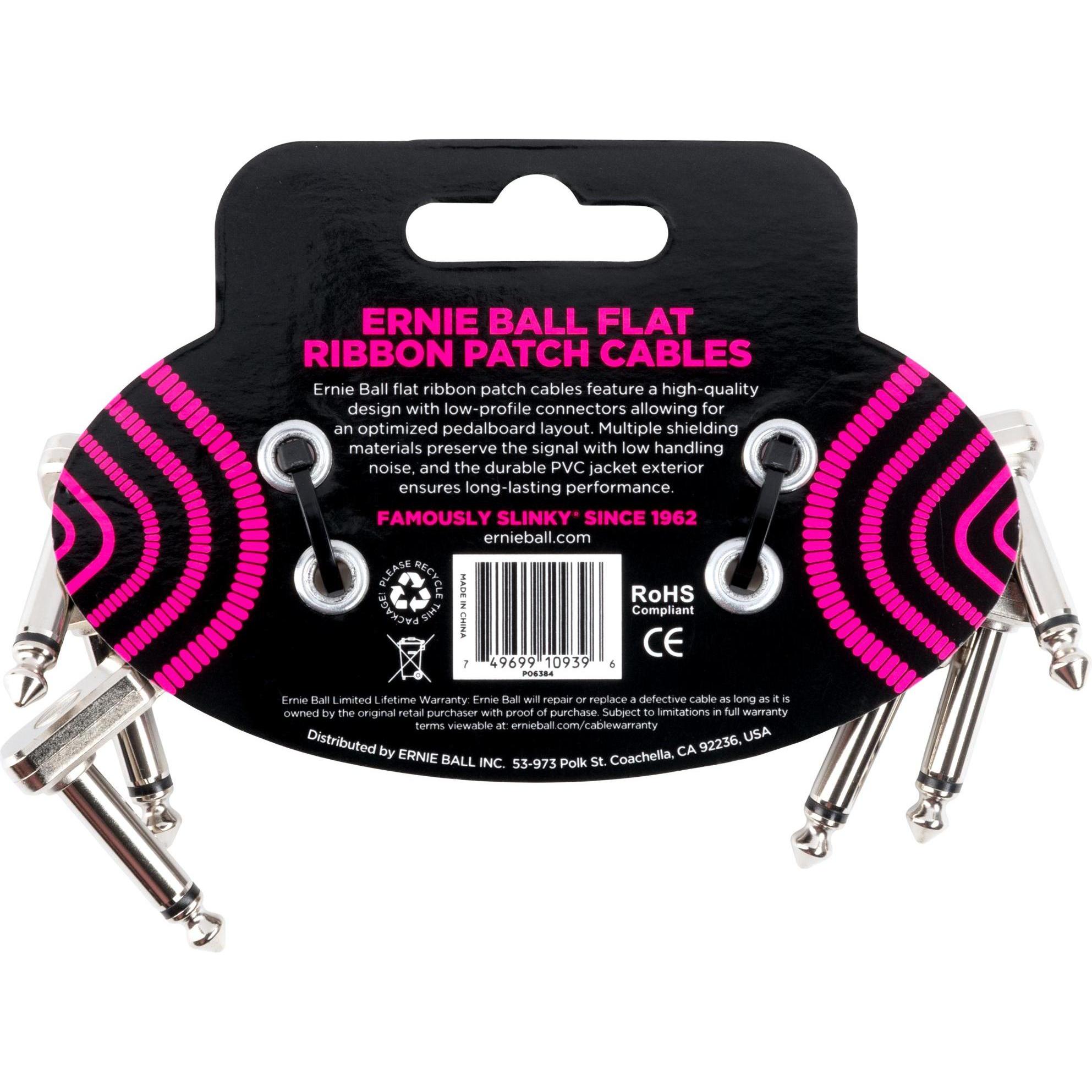 Thumbnail - Ernie Ball Patch-Kabel 6384 Flat Ribbon, 3er Pack – 0.076 (0.08 m), Audio Kabel
