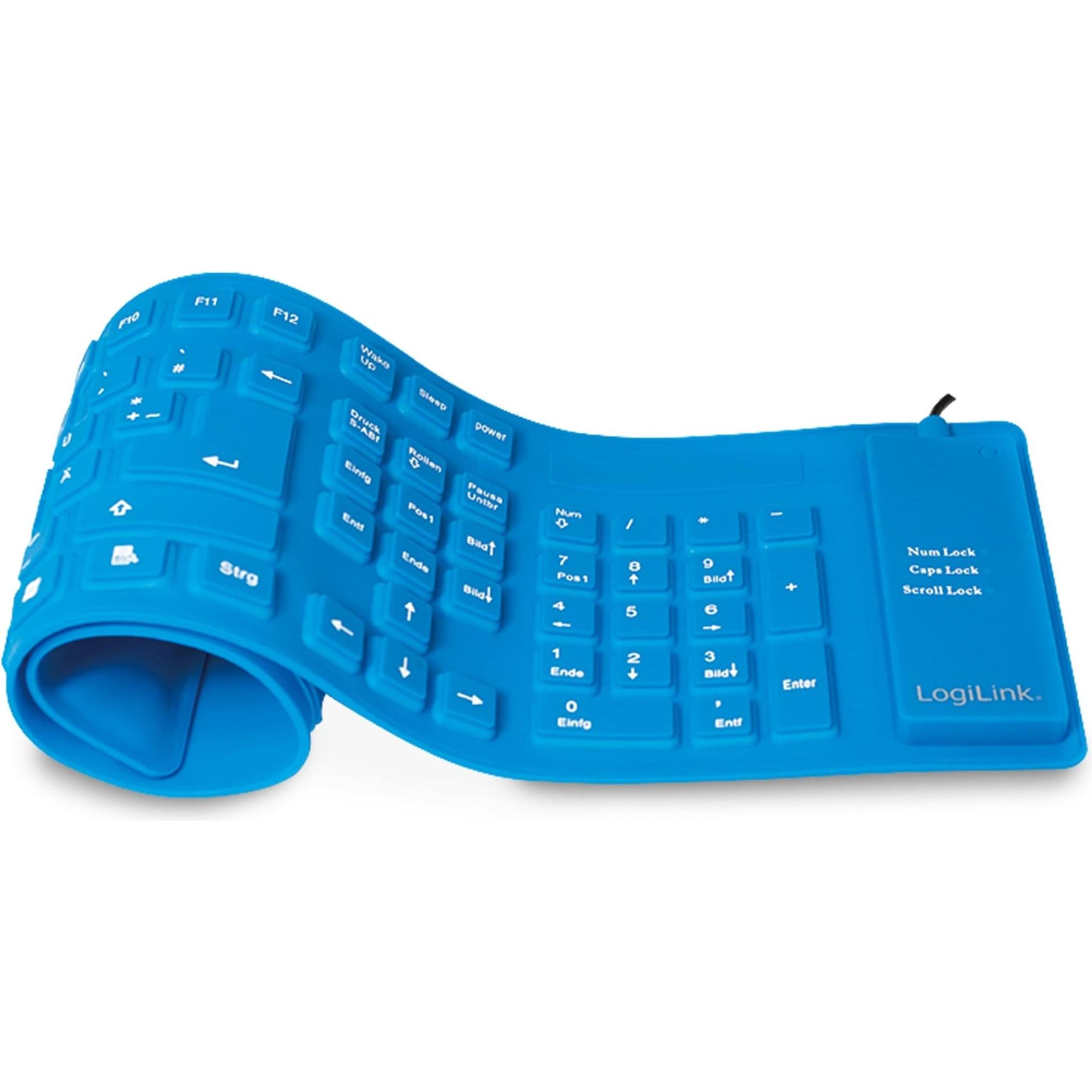 LogiLink Flexibel (DE, Kabelgebunden), Tastatur, Blau