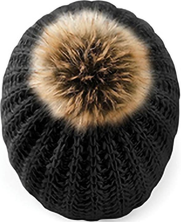 Actual product image Beechfield Poodle hat knitted hat with faux fur bobble (One size)