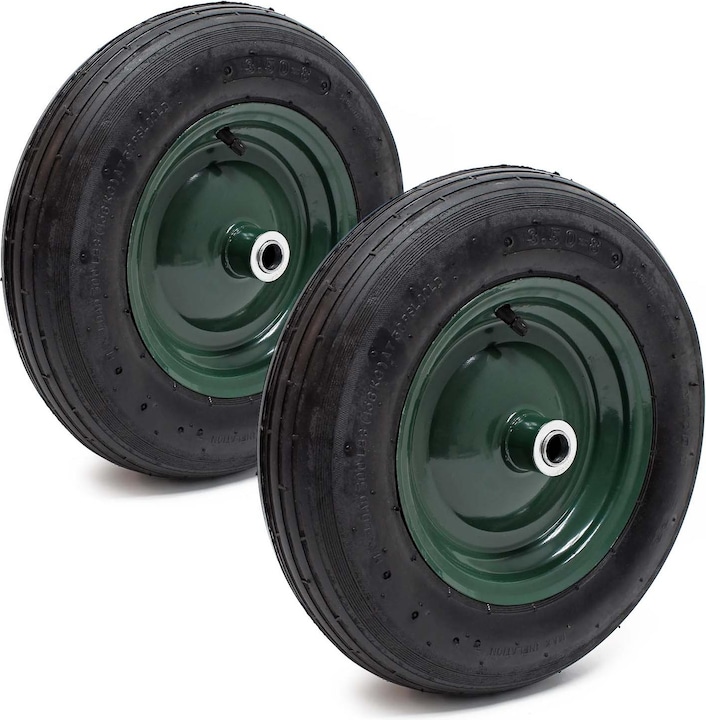 Immagine prodotto Wiltec 2x Ruota per carriola 3.50-8 Pneumatico max.130 kg con cerchio e camera d'aria Carriola (130 kg)