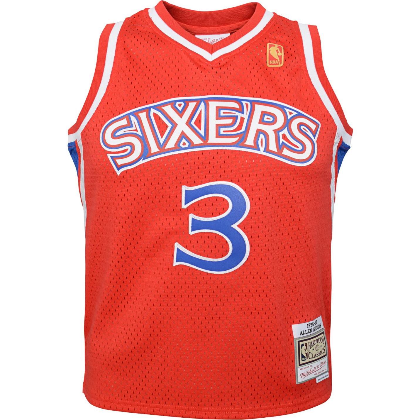 Thumbnail - Mitchell & Ness, Jungen, Shirt, Swingman Kinder Jersey Philadelphia 76ers Allen Iverson US18, Orange, (18, 19, 20)