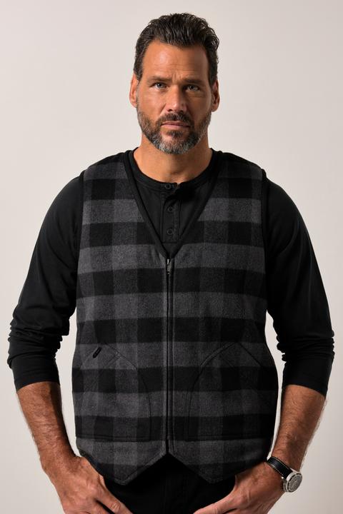 Actual product image JP1880 wool waistcoat, high wool content, teddy lining, zip, up to 7 XL (5XL)