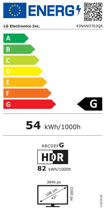 Energy Label LG 43NANO763QA (43", NANO763, Nano-Cell, 4K, 2022)