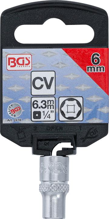 Produktbild BGS Steckschlüssel-Einsatz Sechskant Antrieb Innenvierkant 6,3 mm (1/4") SW 6 mm (6 mm)