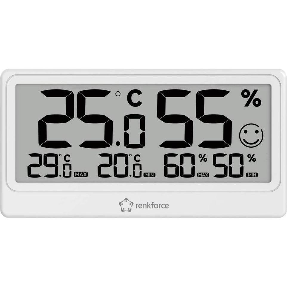 Thumbnail - Renkforce RF-6416470 Thermo-/Hygrometer Weiss, Thermometer + Hygrometer, Weiss