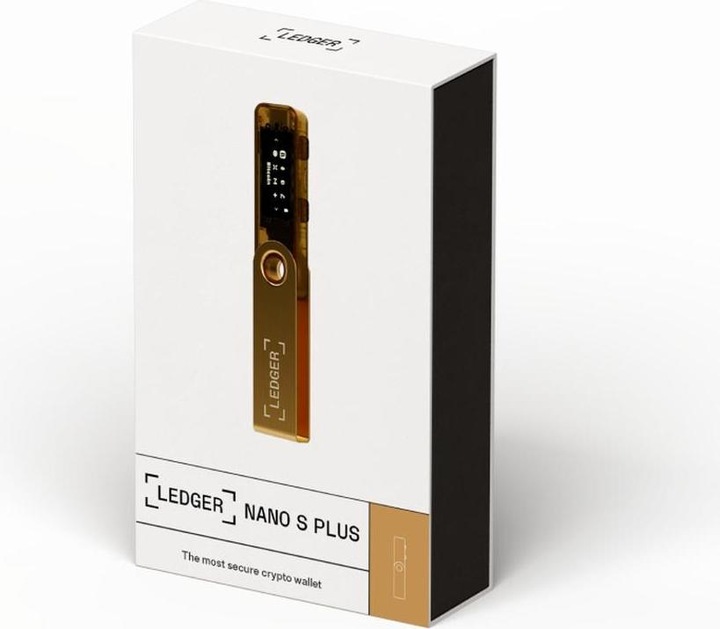 Actual product image Ledger Nano S Plus - Gold (Ethereum Classic, Bitcoin, Dash, Dogecoin, Litecoin, Others)