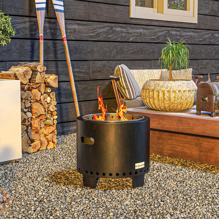 Produktbild Outsunny Feuerschale Metall, Edelstahl Schwarz (45 cm)