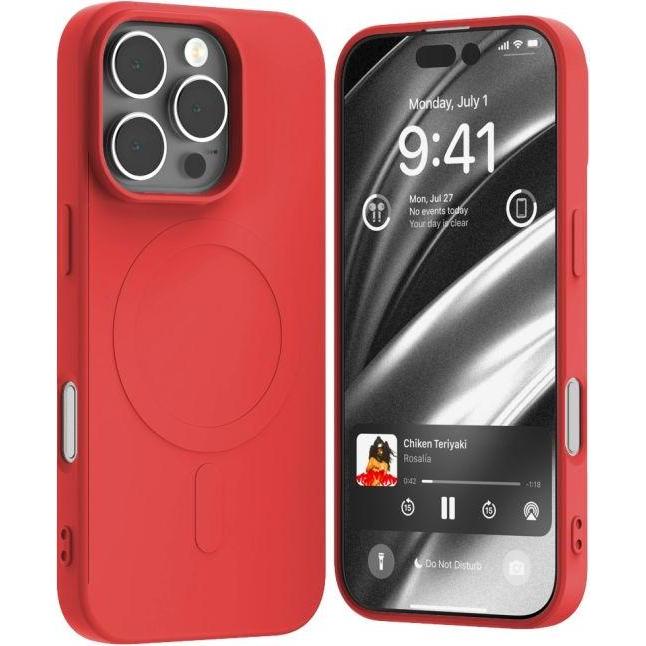 Goospery Semi Silicone MagSafe Series (Apple iPhone 16 Pro), Smartphone Hülle, Rot