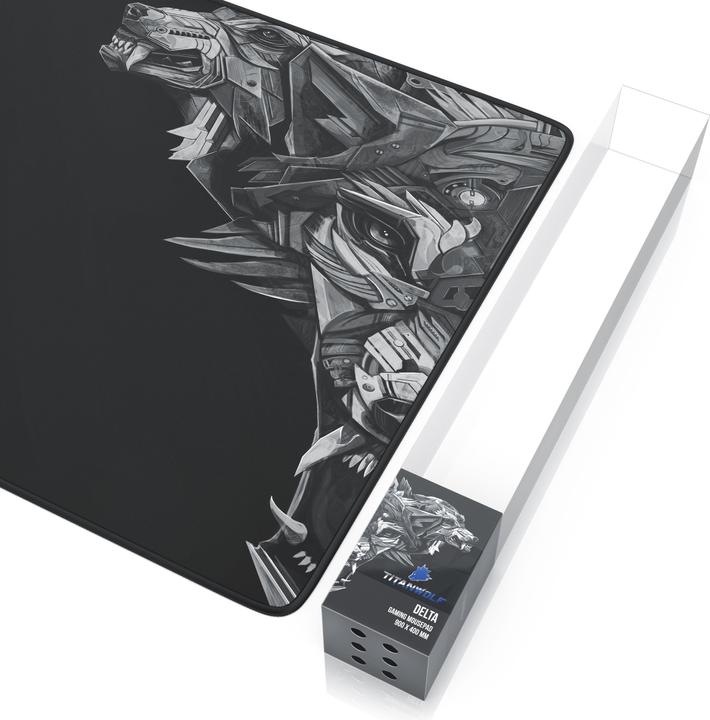 Produktbild Titanwolf Gaming-Mauspad XXL, glatter Stoff, Speed-Mausmatte 900 x 400mm, Wolfsmotiv auf der rechten Seite (Wide)