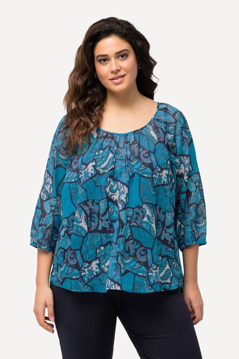 Immagine prodotto Ulla Popken Bluse, floraler Druck, Rundhals, Rücken-Bindeband (58)