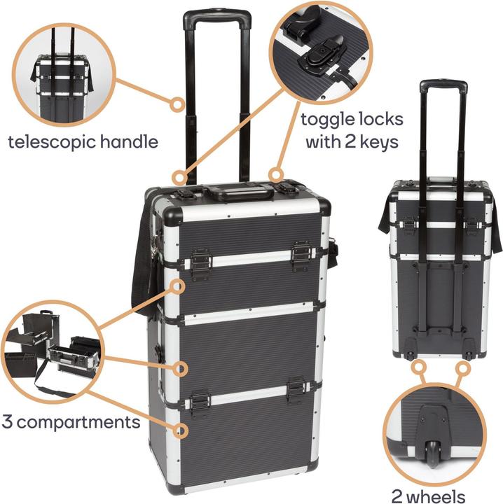 Actual product image Velleman ALUMINIUM TROLLEY CASE - 370 x 225 x 670 mm - BLACK (66.90 l)