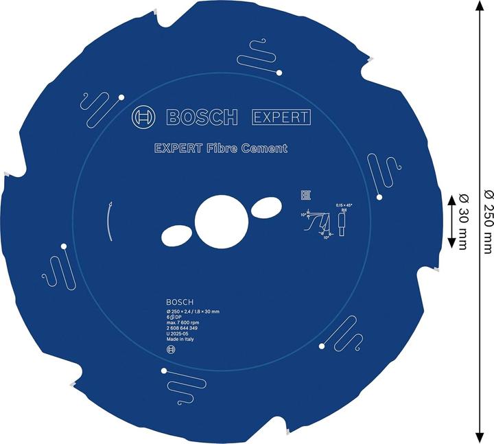 Produktbild Bosch Professional Zubehör Kreissägeblatt Expert for Fibre Cement, 250 x 30 x 2,4 mm, 6