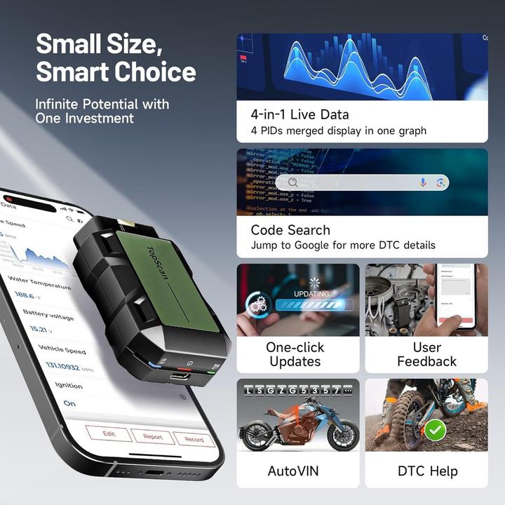 Produktbild Topdon Strumento Diagnostico Scanner OBD2 per Motociclette